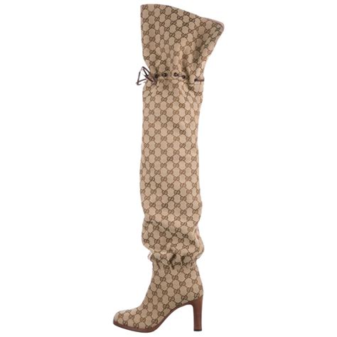 price of gucci monogram boots|Gucci monogram thigh high boots.